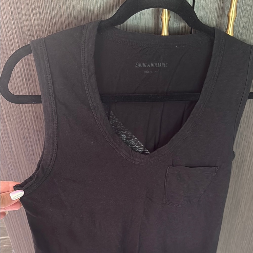 Zadig & Voltaire Black Muscle Tee with Lightning Bolt - Picture 9 of 10